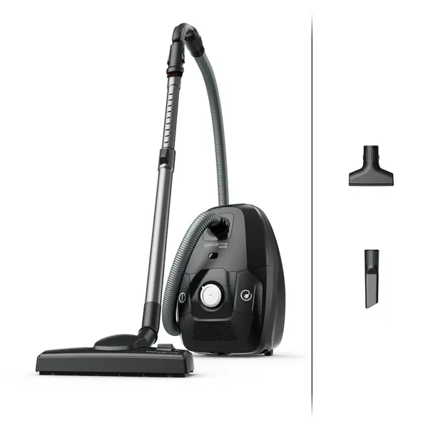 Aspirator cu sac Rowenta Green Force Max Silence RO6136EA 750 W 70% plastic reciclat 3 niveluri de filtrare sac Hygiene+ Negru/argintiu