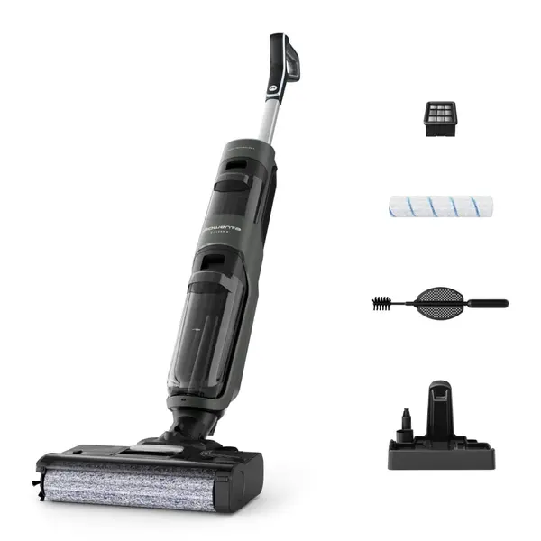 Aspirator cu spalare Rowenta X-Clean 4 GZ5037WO 200W 425 RPM pana la 50 min autonomie ecran LED functie autocuratare baza de incarcare nivel sc