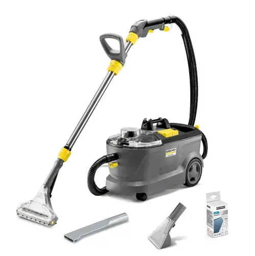 Aspirator de curatat cu injectie-extractie Karcher Puzzi 10/1, 74l/s, Vid - 254mBar, 1250W Turbina, 50W Pompa (Gri)
