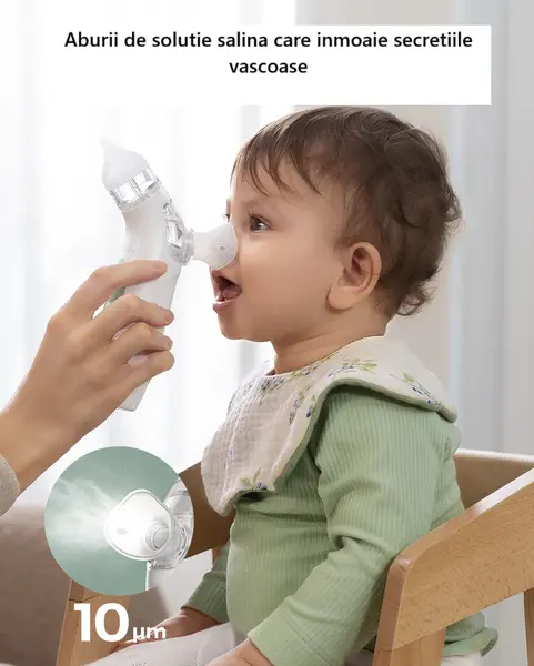 Aspirator nazal electric cu lumini si sunete cu functie de spray pentru solutia salina BreezyClear Momcozy