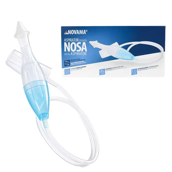 Aspirator nazal Novama Nosa, cu conectare la aspiratorul de uz casnic, varf moale, pentru copii din prima zi de viata, periuta din nylon pentru curatare