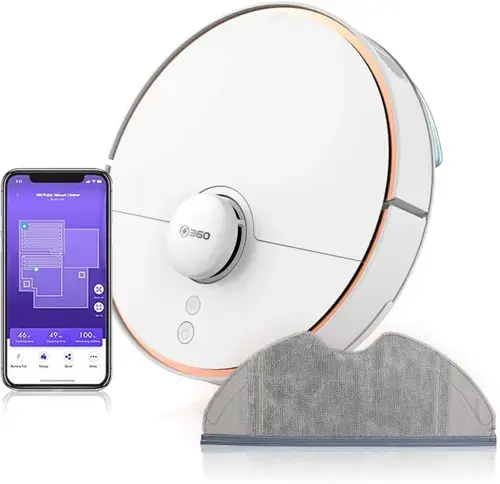 Aspirator robot 360 S7, 3200 mAh, Suprafata curatare 180 mp, 3 Moduri curatare, Functie mop, Navigatie LDS, Compatibilitate Alexa, Control aplicatie (Alb)