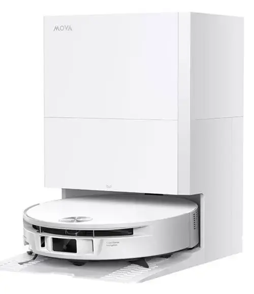 Aspirator robot cu mop MOVA S70 Roller RLZ12SE-WH, 28000Pa, 5200mAh, HydroForce™ Mopping, Statie inteligenta, Autonomie 260 minute, Recipient praf 240 mL, Rezervor apa 150 mL (Alb)