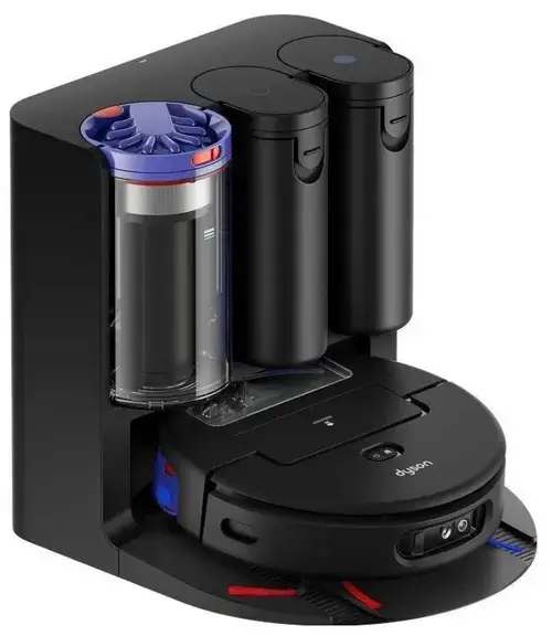 Aspirator robot Dyson Spot+Scrub™ AI 586183-01, 18.000 Pa, Autonomie 140-200 minute, Rezervor apa statie 2.3 L/2.1 L, Uscare cu aer cald, Autocuratare, Control Aplicatie (Negru/Albastru)