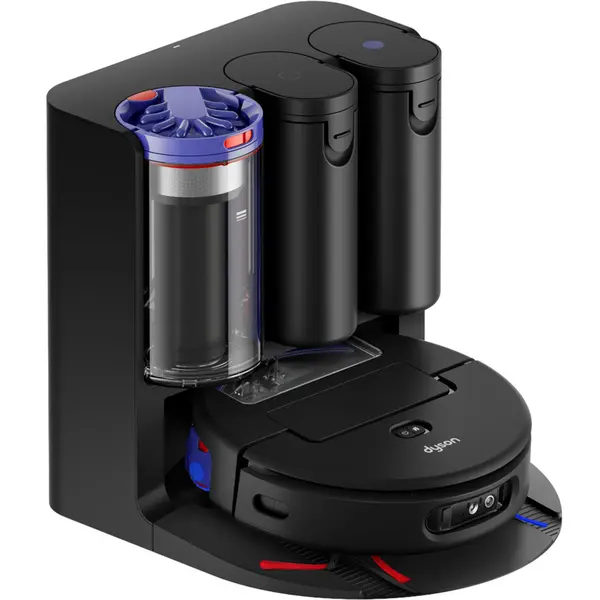 Aspirator robot Dyson Spot+Scrub AI 586183-01, Aspirare uscata si umeda, 18000 Pa, Autonomie 200 minute, Tehnologie AI, Scanare LiDAR, Negru