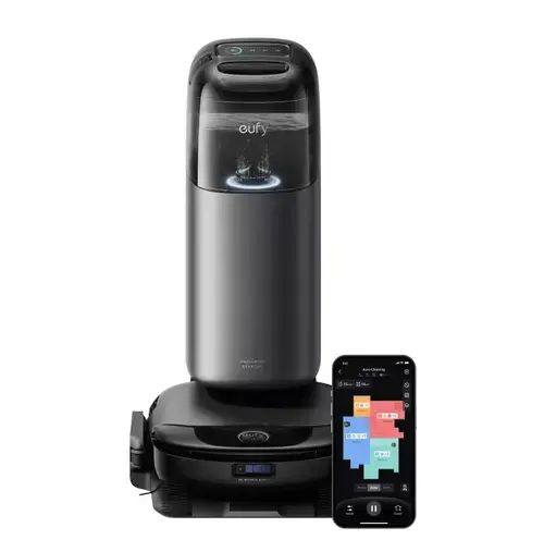 Aspirator robot eufy Robot Vacuum Omni S1 Pro, Statie All-in-One, HydroJet Robot, Mop, 8000 Pa (Negru)