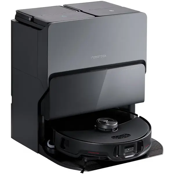 Aspirator robot Roborock S8 MaxV Ultra S8MVU52-00, Aspirare uscata si cu spalare, 10000 Pa, Recipient praf 270 ml, Golire automata praf, Reumplere automata rezervor apa, Navigare PreciSense LiDAR, Negru