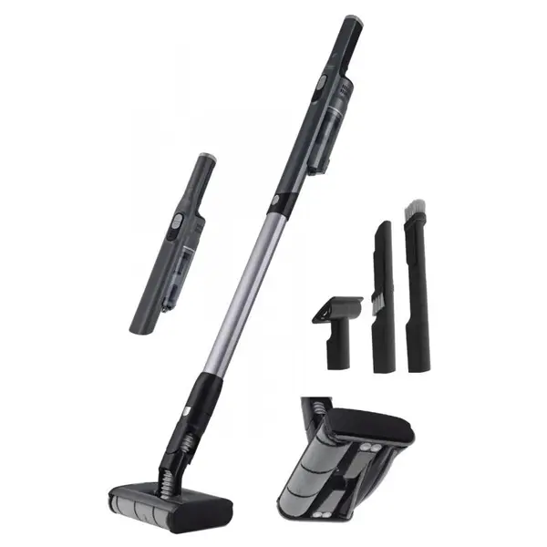 Aspirator stick si de mana Fakir AS 1480LT Floor, Li-Ion 14,8V, 30 min autonomie, motor BLDC (fara perii) 180W, Perie electrica dubla, 20 kPa, Filtru EPA, Negru