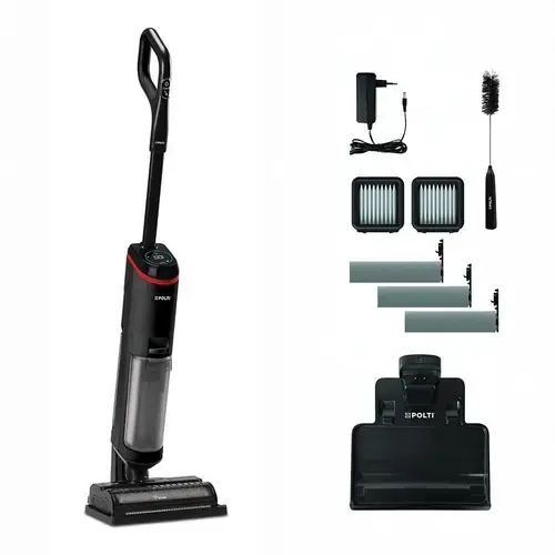 Aspirator vertical Polti RollySteam WD40C, fara fir, cu abur si aspirare umed-uscata, 450 W, aspirare 14 kPa, 0.6 l, 71 Db (Gri/Negru)
