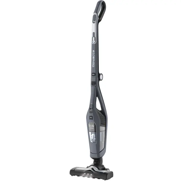 Aspirator vertical Rowenta Dual Force 2 in 1 RH6756WO, 48W, 21.6V, 0.6L, autonomie 45 min, perie de aspirare rotativa, gri
