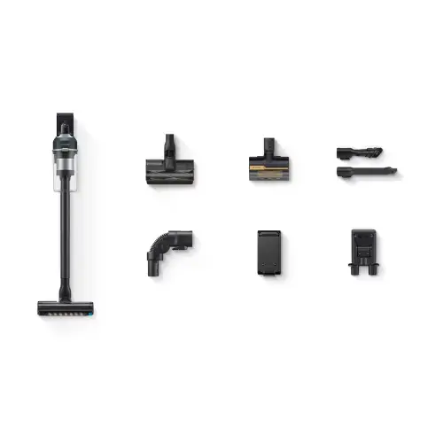 Aspirator vertical Samsung Jet 85 Pet VS20C8522TN, 580 W, Autonomie 60 minute, Recipient 0.8 l, Display LCD, Tehnologie Multi-Ciclonica (Negru/Verde)
