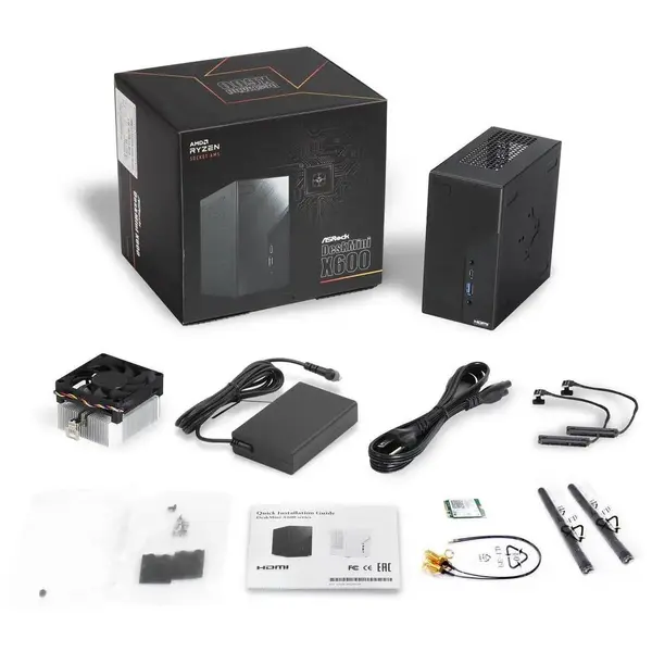 ASROCK Desktop PC ASRock DeskMini X600 Mini PC, AMD Fara procesor, fara memorie, fara stocare, Fara placa video, Alimentator extern 120 W, Fara sistem de operare