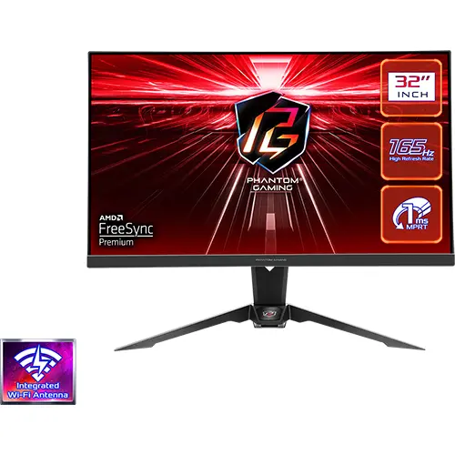 ASROCK Monitor Gaming VA LED Asrock 31.5 PG32QF2B, QHD (2560 x 1440), HDMI, DisplayPort, AMD FreeSync, Boxe, 165 Hz, 1 ms, Negru