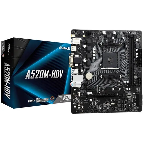 ASROCK Placa de baza Asrock A520M-HDV AMD AM4 mATX