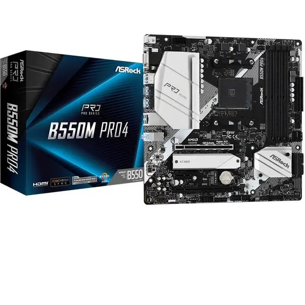 ASROCK Placa de baza ASRock B550M PRO4, Socket AM4