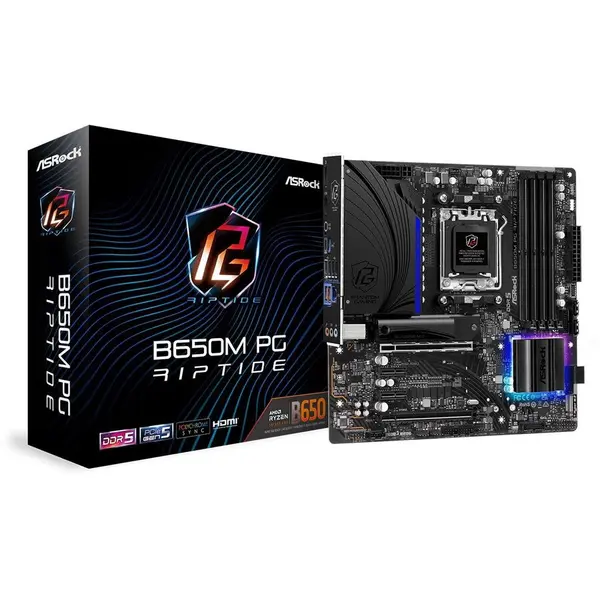 ASROCK Placa de baza ASRock B650M PG RIPTIDE AMD B650M Socket AM5 ATX