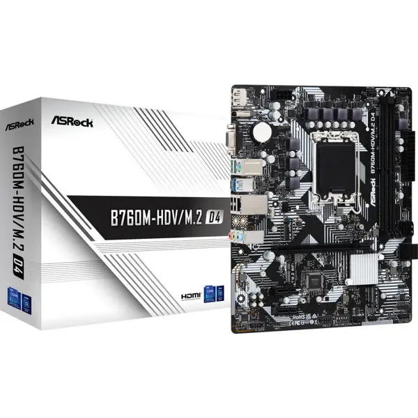 ASROCK Placa de baza ASRock B760M-HDV/M.2 D4