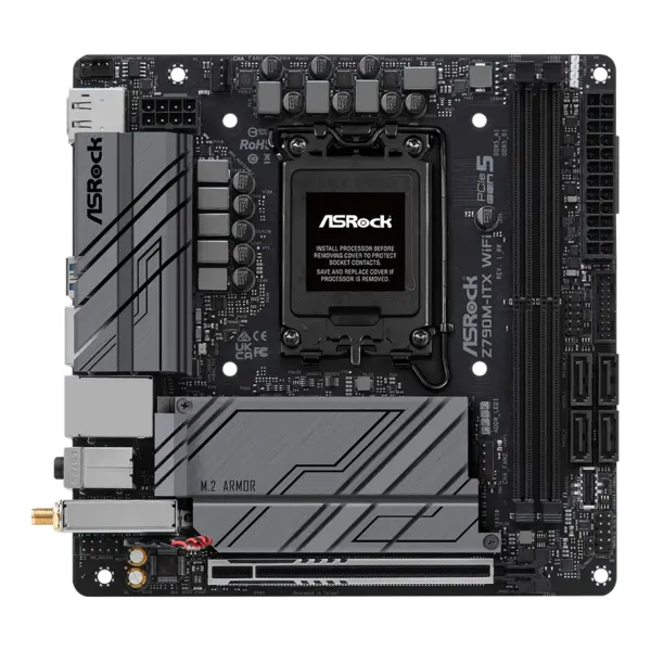 ASROCK Placa de baza Mini-ITX ASRock Z790M-ITX WiFi, DDR5 64GB, Wi-Fi 6E, 2.5G LAN, 170x170mm