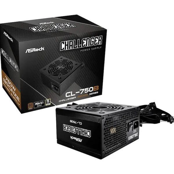 ASROCK Sursa alimentare ASRock Challenger CL-750B, 750W, 80 Plus Bronze, 20+4 Pin ATX, Activ PFC