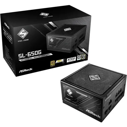 ASROCK Sursa alimentare ASRock STEEL LEGEND, 650W, 80 Plus Gold, 20+4 Pin ATX, Full modulara, Active PFC