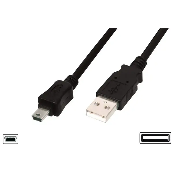 Assmann Connection cable USB A /miniUSB B M/M 3.0 m black basic