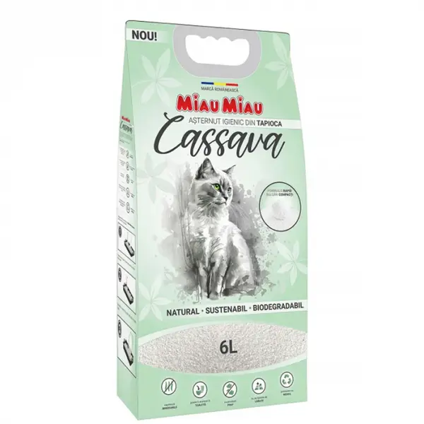 Asternut igienic pentru pisici Miau Miau Cassava 6 L 2,5 kg
