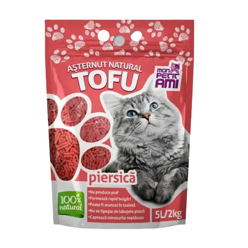 Asternut igienic pentru pisici Mon Petit Ami Tofu Piersica 5L 2 Kg