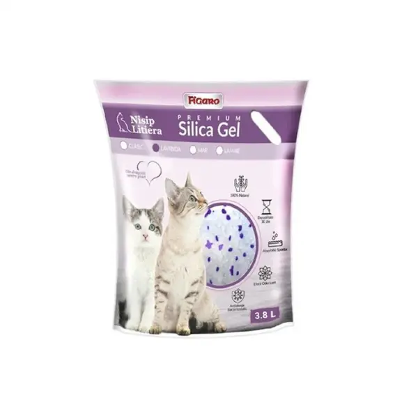 Asternut igienic pentru pisici Silicat Gel Figaro cu Lavanda 3,8L