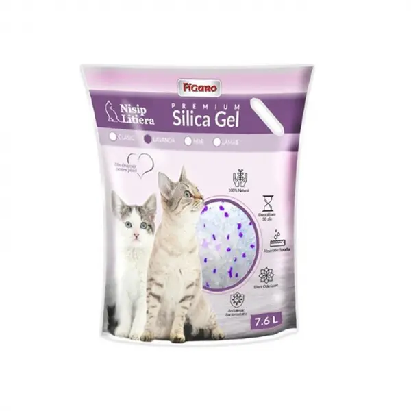 Asternut igienic pentru pisici Silicat Gel Figaro Lavanda 7,6L