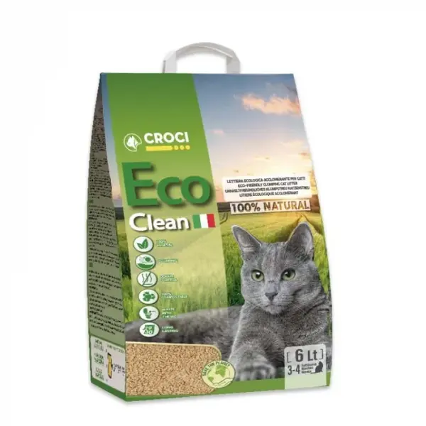 Asternut igienic vegetal pentru pisici Croci Eco Clean, 6L