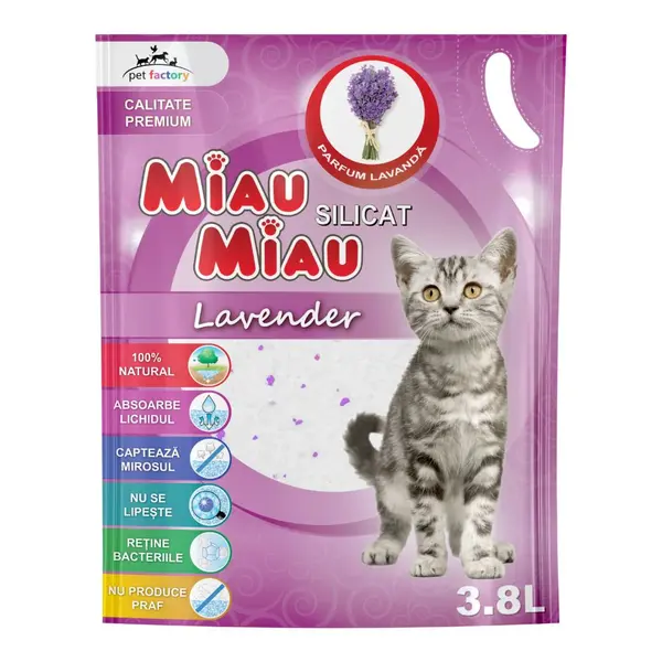 Asternut Pisici MIAU MIAU Silicat Lavanda 3.8l