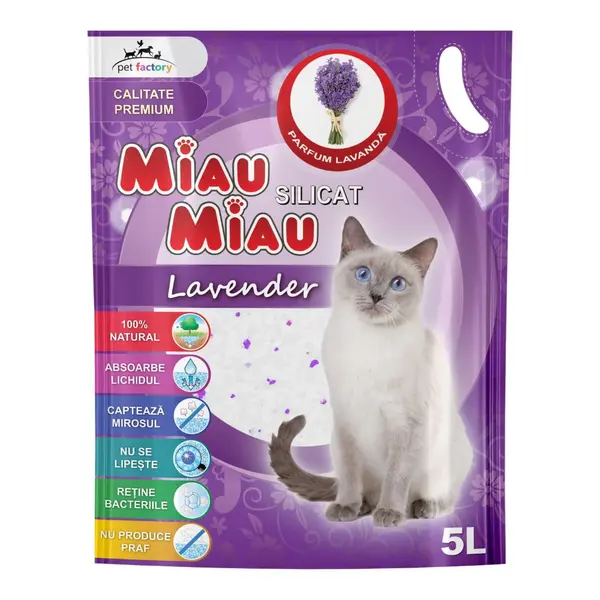 Asternut Pisici MIAU MIAU Silicat Lavanda 5l