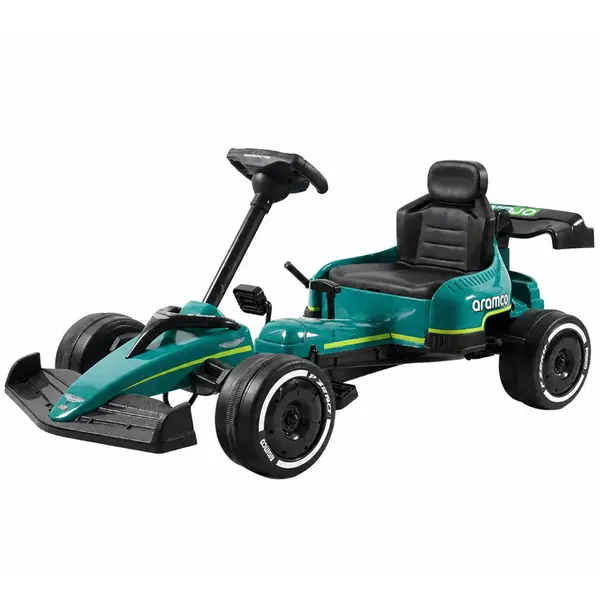 Aston Martin Go Kart Formula 1 cu pedale, pentru copii 4-8 ani, roti moi EVA, verde