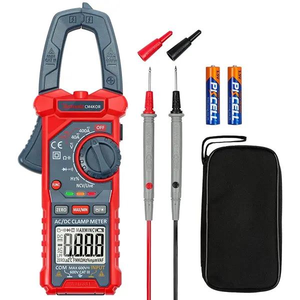 AstroAI Clampmetru (cleste ampermetric) Multimetru digital AstroAI CM4KOR 4000 Counts, Auto-ranging, Masoara Tensiunea, curentul AC DC, rezistenta, capacitatea, frecventa, continuitatea, tester fire