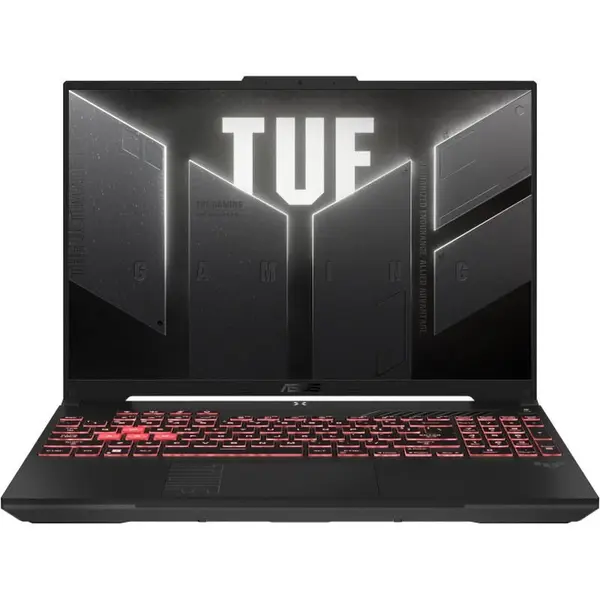 Asus Laptop Asus TUF A16 FA607NUG-RL155, 16 inch 1920 x 1200, AMD 7445HS 6 C / 12 T, 3.55 GHz - 4.7 GHz, 6 MB 16 MB cache, 32 GB DDR5, 512 GB SSD, Nvidia GeForce RTX 4050, Fara sistem de operare, Negru-Gri (INT Keyboard)