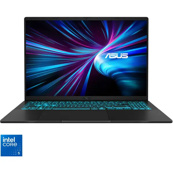 Asus Laptop ASUS V3607VH, Display 16'' WUXGA 1920x1200, Procesor Intel® Core™ 5 210H, Memorie RAM 16GB DDR5, Capacitate de stocare 1TB SSD, Placa video dedicata GeForce RTX 5050 8GB, No OS, Negru (INT Keyboard)