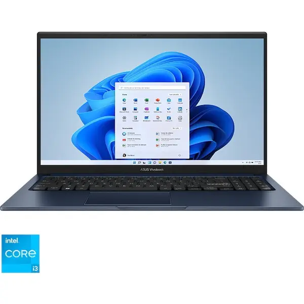 Asus Laptop Asus Vivobook 15 R1504VA cu procesor Intel Core i3-1315U, 8GB RAM, 512GB SSD, Intel UHD Graphics, Windows 11 Home, Albastru
