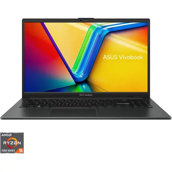 Asus Laptop ASUS Vivobook Go 15 E1504FA, Display 15.6'' FHD 1920x1080, Procesor AMD Ryzen™ 5 7520U, Memorie RAM 8GB LPDDR5, Capacitate de stocare 512GB SSD, Placa video integrata AMD Radeon 610M, Negru (INT Keyboard)