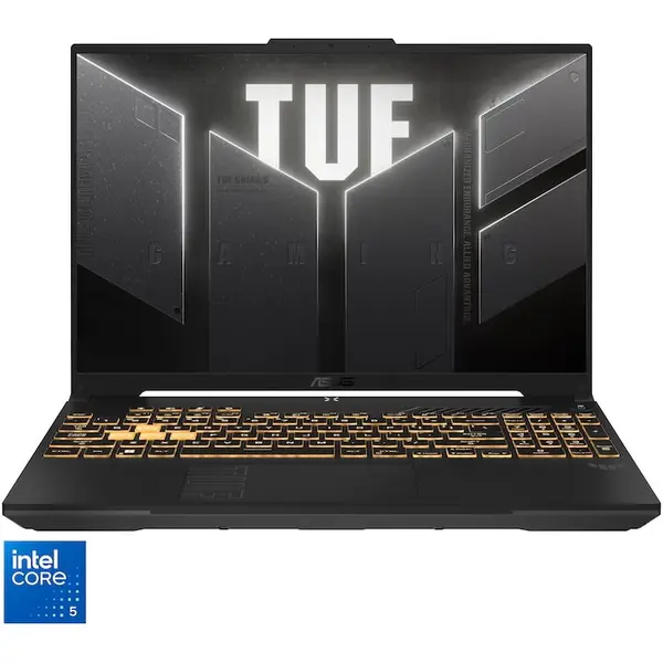Asus Laptop Gaming ASUS TUF F16 cu procesor Intel® Core™ 5 210H pana la 4.80 GHz, 15.6'', Full HD+, 144Hz, IPS, 16GB DDR5 RAM, 1TB SSD, NVIDIA® GeForce RTX™ 4050 6GB GDDR6, No OS, Mecha Gray