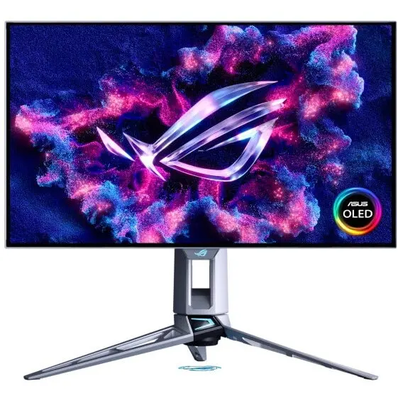 Asus Monitor LED ASUS ROG Swift PG27AQWP-W, 27 inch, WOLED, QHD, 0.02 ms, 540 Hz, HDMI: x2, DisplayPort: x1, USB Hub: 3x USB 3.2 Gen 1 Type-A, AUX: x1 3.5mm Audio OUT, Argintiu