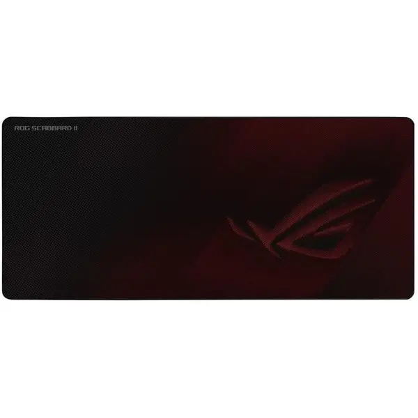 Asus Mousepad gaming ASUS ROG Scabbard II, logo ROG fosforescent, baza cauciucata, cusaturi anti-rupere, Negru Visiniu