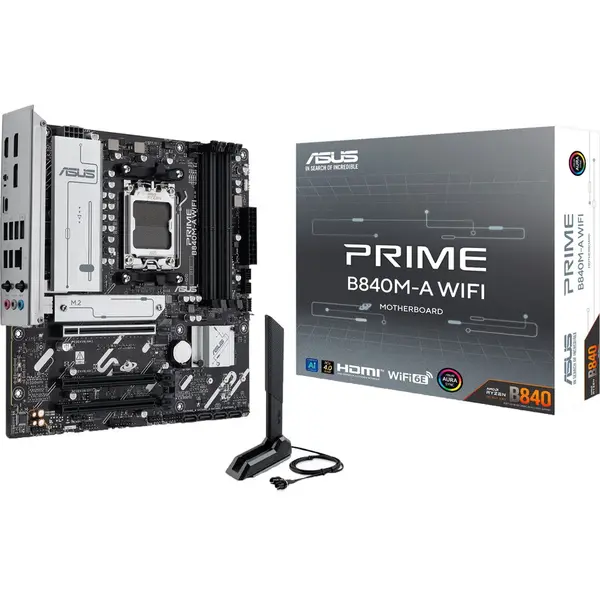 Asus Placa de baza Asus PRIME B840M-A WIFI, mATX, Memorie suportata 192 GB DDR4, Socket AM5