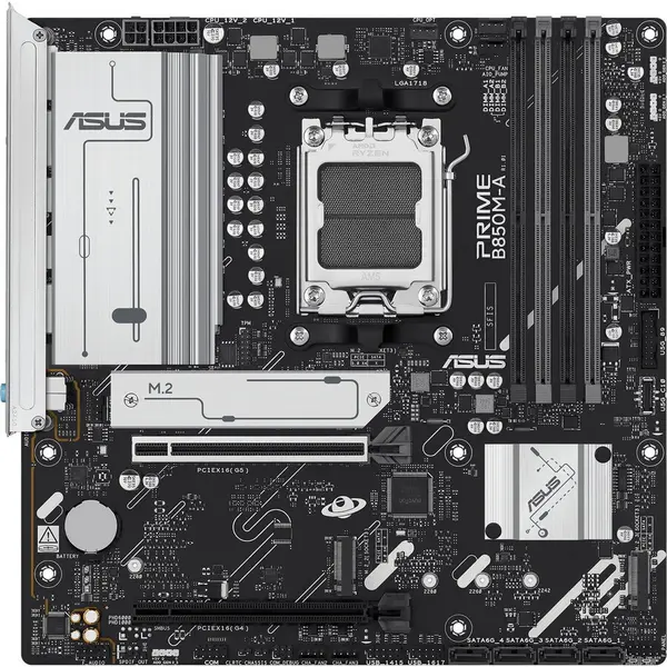 Asus Placa de baza ASUS PRIME B850M-A-CSM, mATX, AMD, Suporta 256 GB DDR5, Socket AM5, Negru