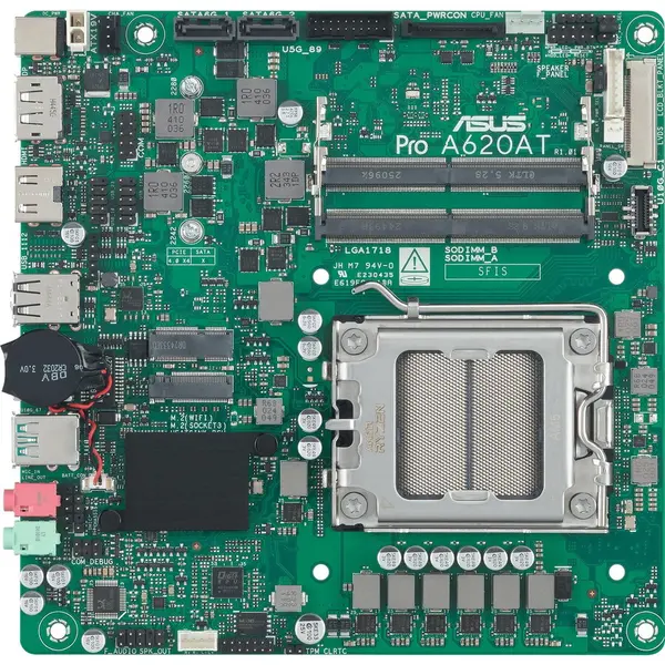 Asus Placa de baza ASUS PRO A620AT-CSM, mITX, AMD, Suporta 128 GB DDR5 SODIMM, Socket AM5