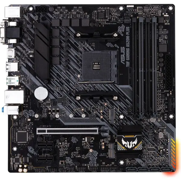 Asus Placa de baza pentru gaming Asus TUF GAMING A520M-PLUS II, mATX, AMD, PCIe, Memorie 128 GB DDR4, Socket AM4
