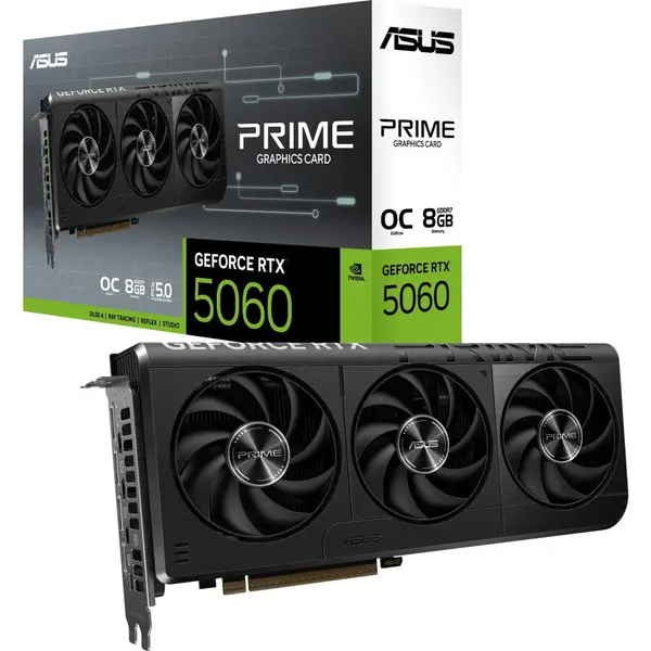 Asus Placa Video ASUS PRIME GEFORCE RTX 5060 OC 8GB GDDR7 128 bit, PCIE 5.0, 1x HDMI 3x DP