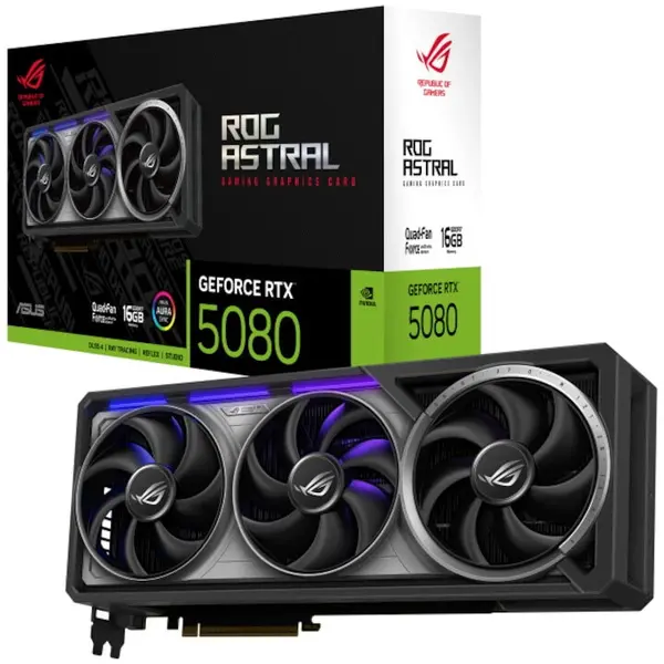 Asus Placa video gaming ASUS ROG Astral OC, NVIDIA GeForce RTX 5080, 16 GB, GDDR7