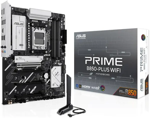 ASUS PRIME B850 PLUS WIFI - Placa de baza ATX, AM5, DDR5 8000 MT s, PCIe 5.0, Wi Fi 6E, 2.5Gb LAN, DP, HDMI