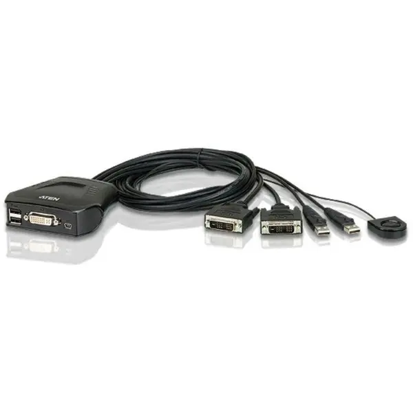 ATEN ATEN CS22D 2-Port USB DVI KVM Switch, Remote port selector, 0.9m cables