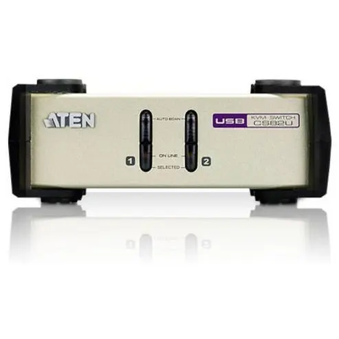 ATEN ATEN CS82U 2-Port PS/2-USB KVM Switch, 2x Custom KVM Cable sets, Non-powered